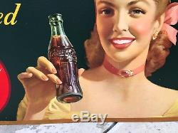 1948 Large Coca Cola Cardboard Sign To Be Refreshed. 27 X 56