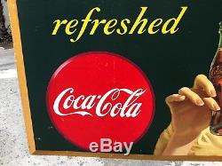 1948 Large Coca Cola Cardboard Sign To Be Refreshed. 27 X 56