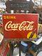 1948 Self Framed Coca-Cola COKE Yellow Dot Metal Sign 27 x 19 SODA GAS OIL COL