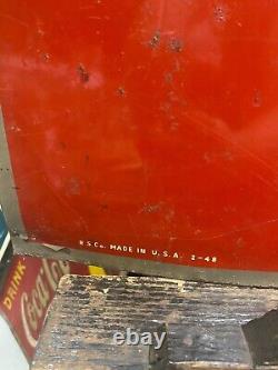 1948 Self Framed Coca-Cola COKE Yellow Dot Metal Sign 27 x 19 SODA GAS OIL COL