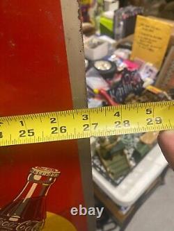 1948 Self Framed Coca-Cola COKE Yellow Dot Metal Sign 27 x 19 SODA GAS OIL COL