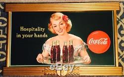 1949 COCA COLA CARDBOARD SIGN & KAY DISPLAY FRAME PERFECT CONDITION