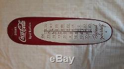 1949 COCA COLA THERMOMETER SIGN CIGAR TYPE WORKS and ORIGINAL