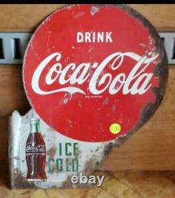 1949 Coca Cola Coke Antique Flange Sign Vintage Soda Pop Advertising Dated Real