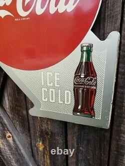 1949 Coca Cola Flange Sign. 22inx18in. Original. Painted metal