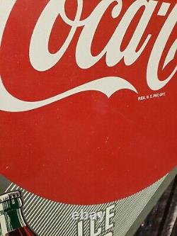 1949 Coca Cola Flange Sign. 22inx18in. Original. Painted metal
