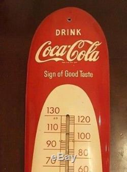 1949 DRINK Coca-Cola Sign - 30 Cigar Thermometer - rare vintage'49 coke