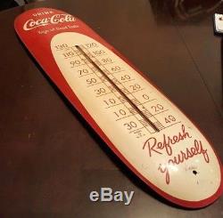 1949 DRINK Coca-Cola Sign - 30 Cigar Thermometer - rare vintage'49 coke
