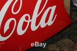 1950-60s Coca-Cola Tin Metal Fishtail Sign AM 75