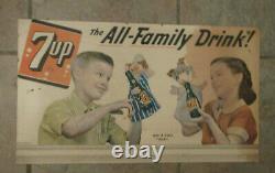 1950 7 Up Litho Cardboard Sign the all family Drink Bottle