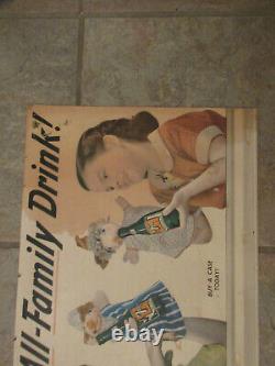 1950 7 Up Litho Cardboard Sign the all family Drink Bottle