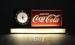 1950 Coca Cola Coke Diner Drug Store Advertising Clock Sign Vintage Lighted Gold