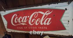 1950 Vintage Coca Cola Sign Fishtale Sign Metal Sign