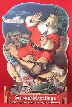 1950's COCA-COLA SANTA CLAUS CUTOUT STAND-UP COUNTER DISPLAY PLAYING WithLIONEL