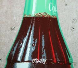 1950's Coca-Cola Bottle Shaped Tin Thermometer Sign by Donasco