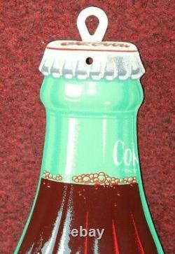 1950's Coca-Cola Bottle Shaped Tin Thermometer Sign by Donasco