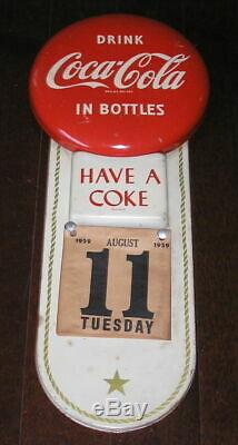 1950's Coca Cola Button Wall Metal Calendar