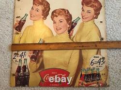 1950's Coca Cola Cardboard Sign, Great Graphics, Missing Easel