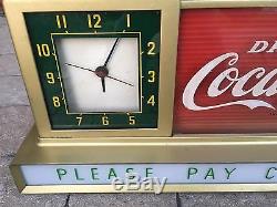 1950's Coke Cola Clock Light Up Counter Top Vintage Display Sign Diner