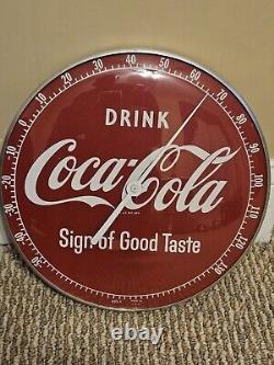 1950's DRINK COCA-COLA'Sign Of Good Taste' Bubble Glass Advertising Thermometer