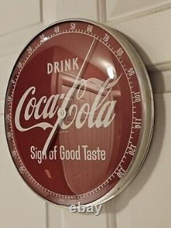 1950's DRINK COCA-COLA'Sign Of Good Taste' Bubble Glass Advertising Thermometer