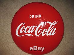 1950's ORIGINAL DRINK COCA COLA 24 Porcelain Button Sign - Very Nice