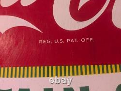 1950's Original COCA COLA FOUNTAIN SERVICE Soda PORCELAIN ADVERTISING Sign