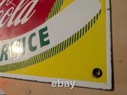 1950's Original COCA COLA FOUNTAIN SERVICE Soda PORCELAIN ADVERTISING Sign