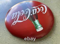 1950's Original Vintage Coca-Cola 36 Inch Bottle Button Sign Metal A-M 2- 54