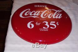1950's PorcelainRound Button Sign 16 Drink Coca-Cola 6 for 35 cents Mint