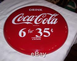 1950's PorcelainRound Button Sign 16 Drink Coca-Cola 6 for 35 cents Mint