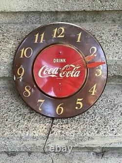 1950's Vintage Coca-Cola Art Deco Tin Advertising Clock Sign Coke 18 Round