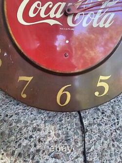 1950's Vintage Coca-Cola Art Deco Tin Advertising Clock Sign Coke 18 Round