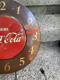 1950's Vintage Coca-Cola Art Deco Tin Advertising Clock Sign Coke 18 Round