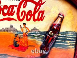 1950's Vintage Coca Cola Hand Painted Sign, 3D Coke Bottle, Unique Find, V-Rare