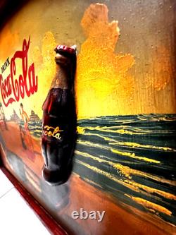 1950's Vintage Coca Cola Hand Painted Sign, 3D Coke Bottle, Unique Find, V-Rare