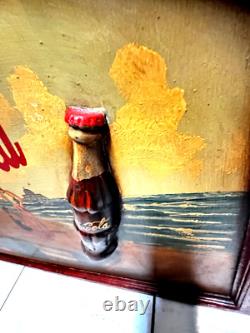 1950's Vintage Coca Cola Hand Painted Sign, 3D Coke Bottle, Unique Find, V-Rare