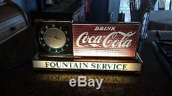 1950's Vintage Coca Cola Lighted Counter Top Display with Clock Works -See Video
