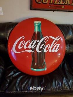 1950s 36 Inch Original Coca-Cola Button Advertising Sign