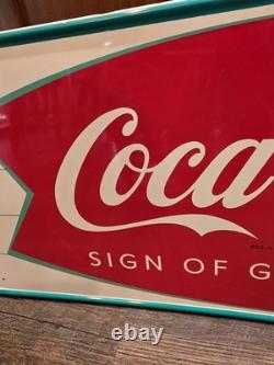 1950s/60s Coca-Cola Sign of Good Taste Fishtail Sign STUNNING NOS Condition