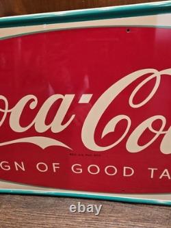 1950s/60s Coca-Cola Sign of Good Taste Fishtail Sign STUNNING NOS Condition