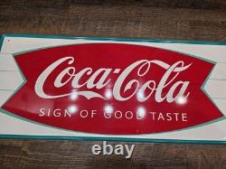 1950s/60s Coca-Cola Sign of Good Taste Fishtail Sign STUNNING NOS Condition
