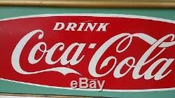 1950s COCA-COLA FISHTAIL MENU BOARD MASONITE SIGN DRUG STORE RESTAURANT COKE