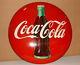 1950s COCA COLA HUGE 36 INCH ROUND BUTTON SIGN BEAUTIFUL CONDITION