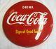 1950s Coca Cola Button Sign -12 Inch AM128