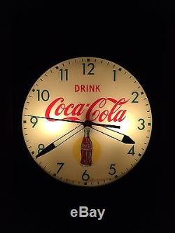 1950s Coca Cola Clock 15 Inch Pam Works Lights Advertising Sign Original Vintage
