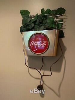1950s Coca Cola Metal Wall basket Light Up Sign