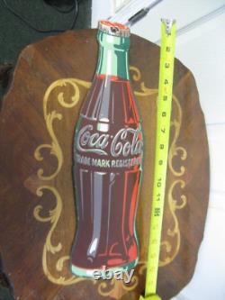 1950s Coca Cola Porcelain Die-Cut Bottle Sign Old Original 16 Tall / not remake