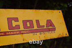 1950s DRINK LIME COLA SODA POP DEALER PAINTED METAL SIGN COUNTRY STORE COKE RUST