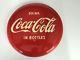 1950s Drink Coca Cola In Bottles Button Soda Pop 12 Metal Sign. NO RESERVE